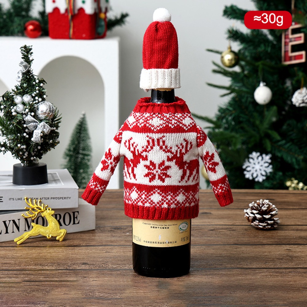 エルク柄のワインボトルカバー。ミニサンタ帽付きで、繰り返し使 - Wine Beer Hat のレビューと価格