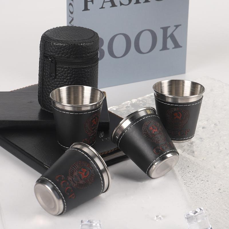 4個セット アウトドアトラベルカップ ステンレス製カップ P - Whisky Beer And Wine のレビューと価格