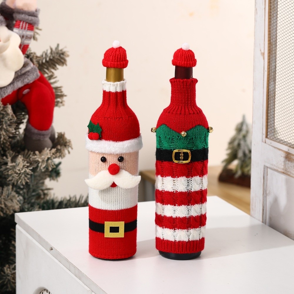 ワインボトルカバー（ニット素材、エルク柄、ミニサンタ帽付き） - Wine Beer Hat のレビューと価格