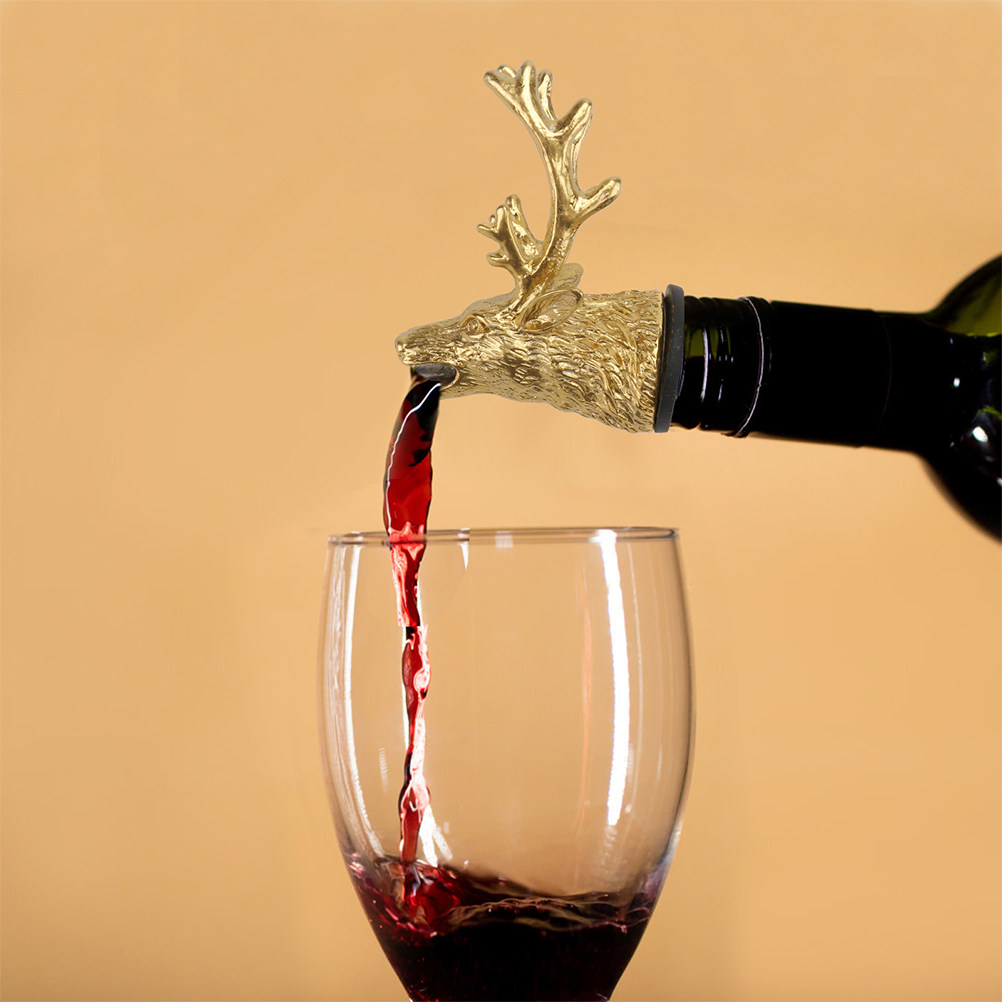 リアルな鹿の頭の形をしたワイン注ぎ口。繰り返し使用可能で、家 - Wine Aerator Pour のレビューと価格