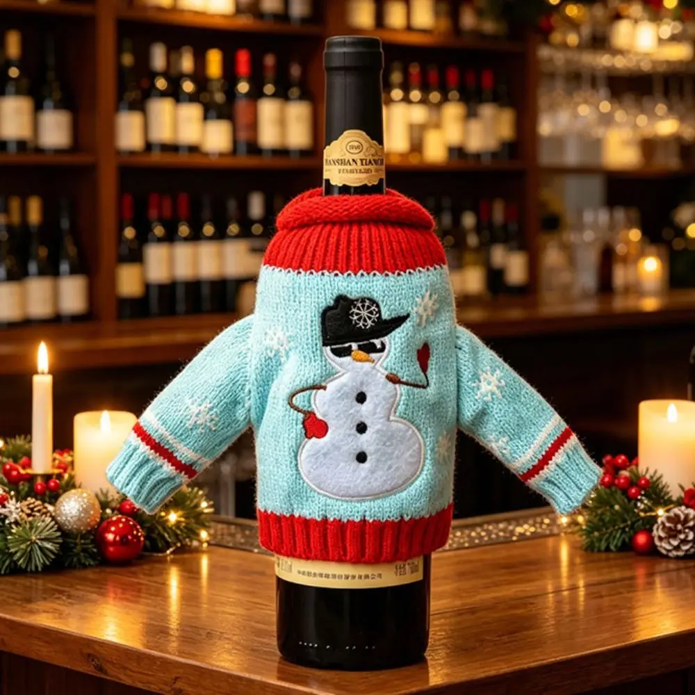 エルク柄のワインボトルカバー。ミニサンタ帽付きで、織り物で作 - Wine Beer Hat のレビューと価格