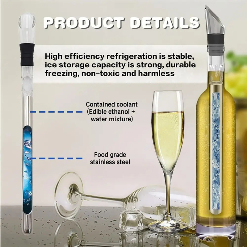 ステンレス製ワイン冷却棒。エアレーター付き注ぎ口で、ワイン愛 - Wine Aerator Pour のレビューと価格