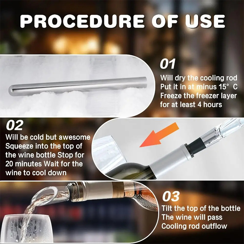 ステンレス製ワイン冷却棒。エアレーター付き注ぎ口で、ワイン愛 - Wine Aerator Pour のレビューと価格