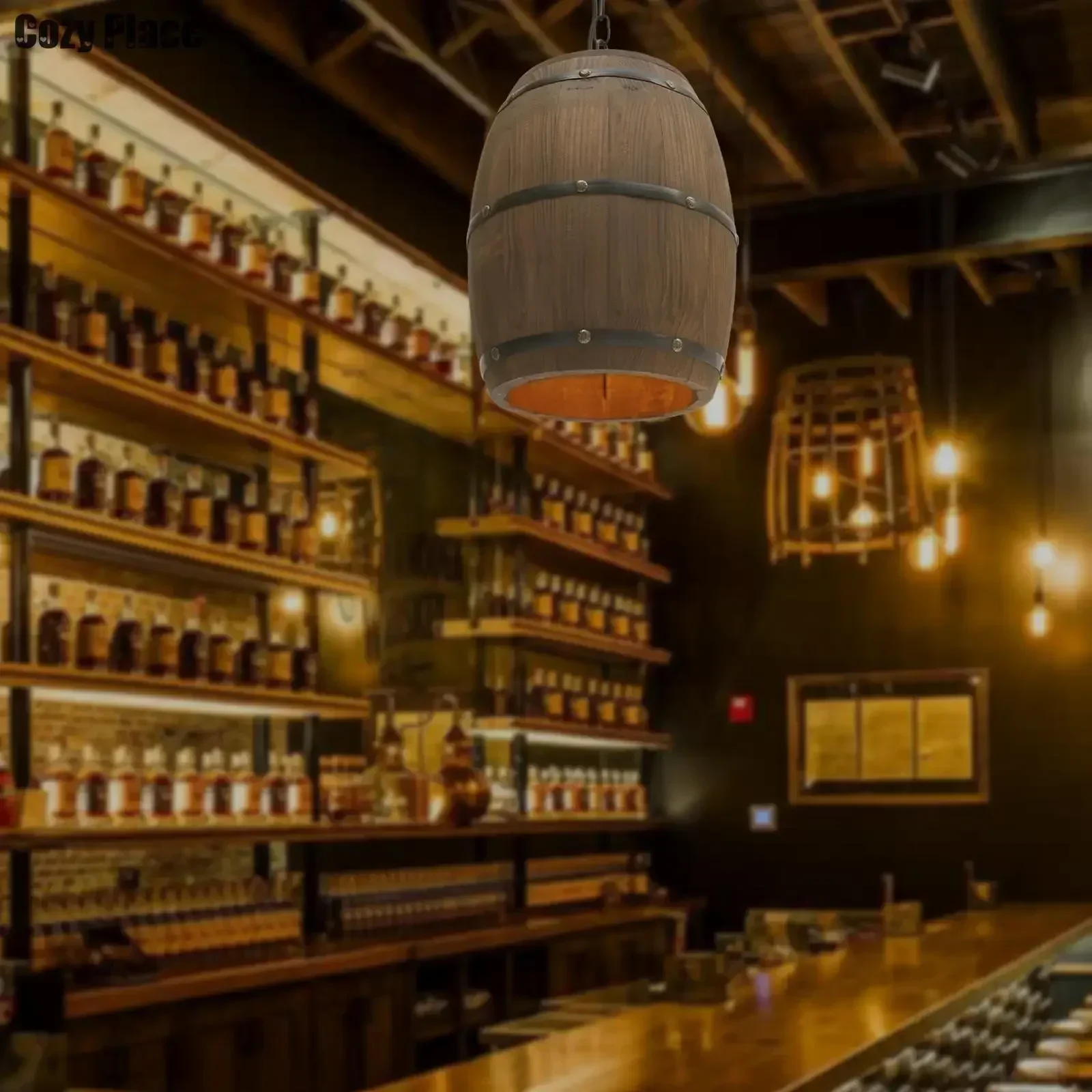 素朴なランプヴィンテージシャンデリア木製ペンダントライトワイ - Wine & Beer Guayaquil のレビューと価格